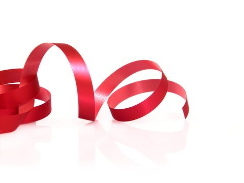 Red ribbon on white background