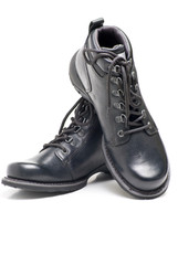 Black leather boots.