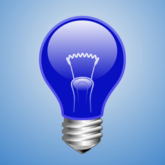 Blue light bulb. Vector illustration.