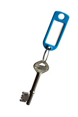 Key with key tag isolated on white