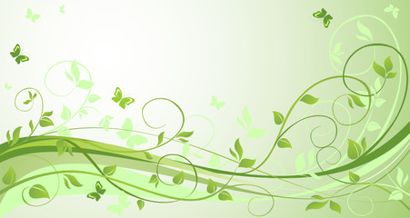 Fototapeta na wymiar Green floral background