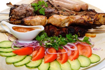 grilled meat with vegetables
