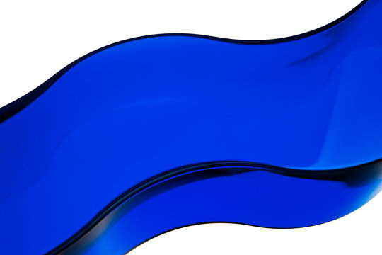 Blue Glass Container Wave Shape Isolated Over White Background.