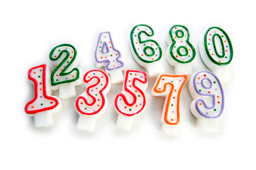 Birthday candles isolated on the white background