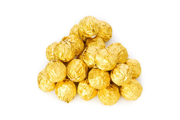 Chocolate candies isolated on the white background