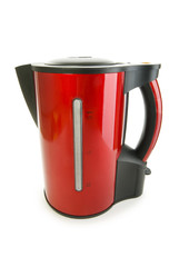 Red electrical kettle isolated on white
