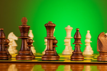 Chess concept with pieces on the board