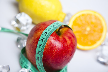 On diet - apple and tape measure