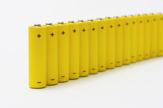 yellow alkaline batteries row