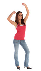 Junge Frau in Jubelpose