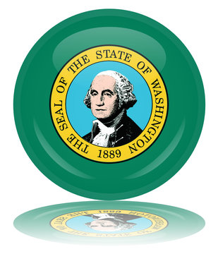 Washington Round Flag Button (Washingtonian State USA Vector)