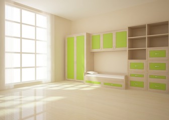 bright empty shildren room