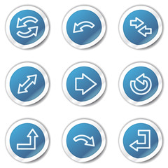 Arrows web icons set 1, blue sticker series