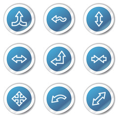 Arrows web icons set 2, blue sticker series