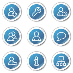 Users web icons, blue sticker series