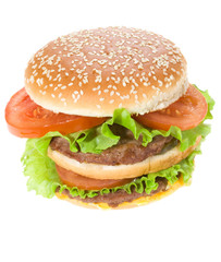 Double hamburge rwith vegetables