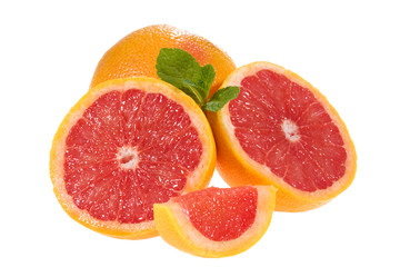 Fresh grapefruits with mint
