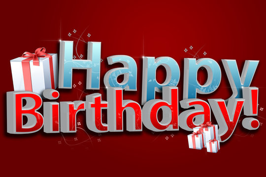 Happy Birthday! 3D Schriftzug (Rot)