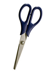 Blue scissors isolated on white