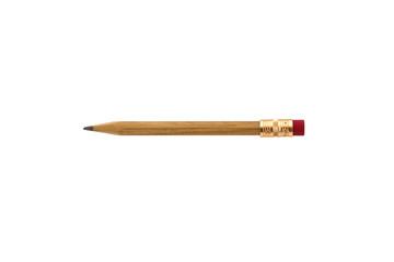 Short pencil isolated on white background