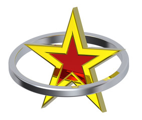 Gold star in a chrome circle