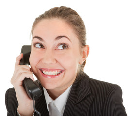 emotional woman with a telephone