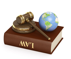 Judicial 3d gavel and Earth