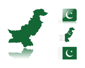 Pakistani map and flags