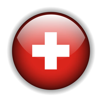 Suisse flag button, vector