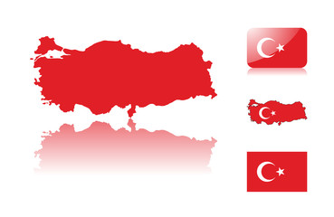 Turkish map and flags