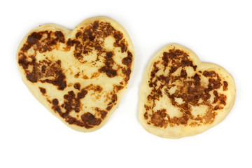 Two Heart Shaped Pancake Isolated With Clipping Path