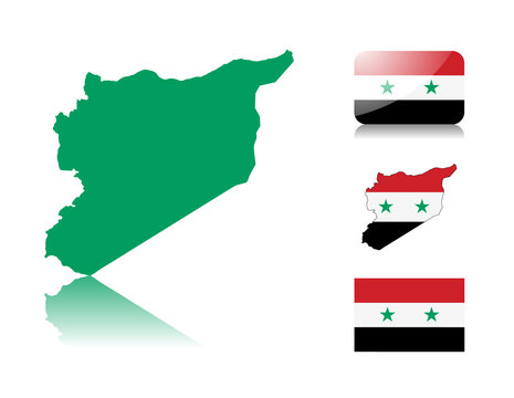 Syrian map and flags