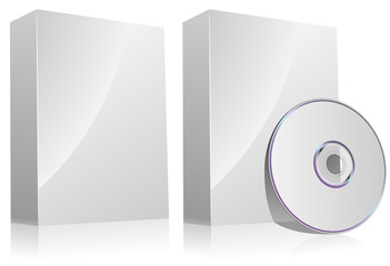 Blank software box with and without disc isolated on white