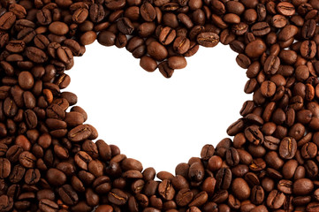 Heart of coffee beans