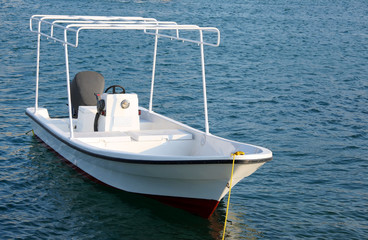 Fototapeta premium Speedboat anchored at the coast