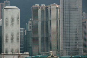 Obraz premium details of office buildings in Hong Kong