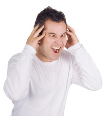 Naklejka premium Angry man screaming isolated over white