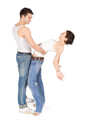 Brightly picture of the young handsome couple