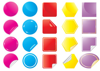 Set of bright stickers in different shapes