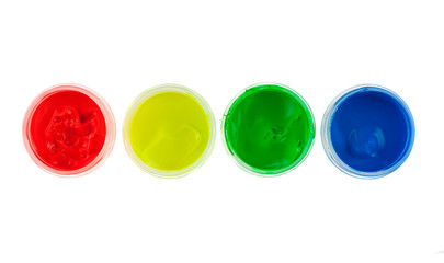 Open banks of a paint isolated on white