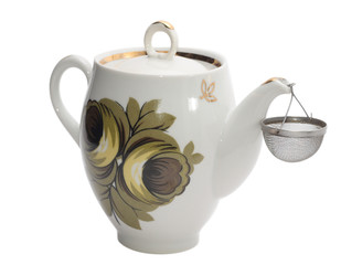 single teapot isolated on white.