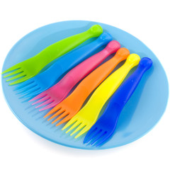 plastic plate with forks