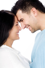 Young happy couple isolate on white