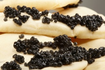 Caviar black with pancakes, a pancake week
