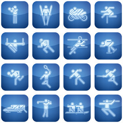 Cobalt Square 2D Icons Set: Sport
