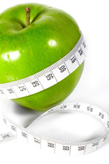 Green apples measured  the meter, sports apples
