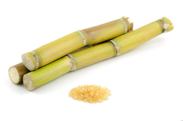 Sugar cane and brown sugar