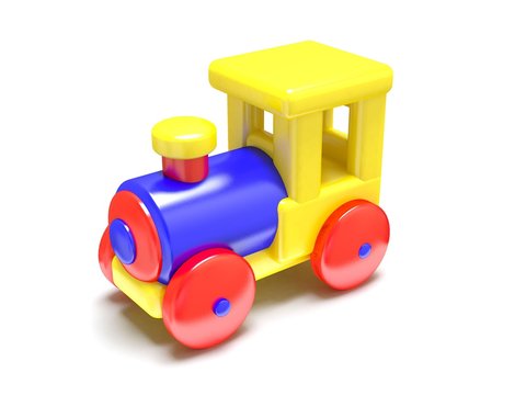 Cartoon toy train, isolated on white background