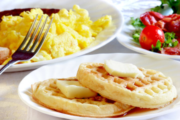 breakfast food - waffles with butter