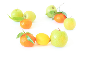 fruits on white